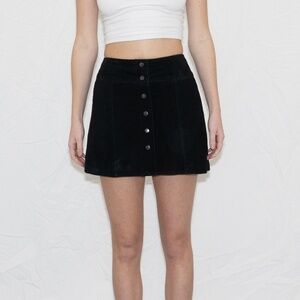 Vintage 90s black leather mini skirt button up size 5 via max